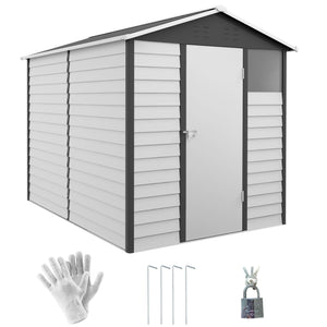 9 x 6FT Galvanised Metal Garden Shed, Outdoor Storage Shed with Sloped Roof, Lockable Door, Tool Storage Shed for Yard, Patio, Lawn, Dark Grey
