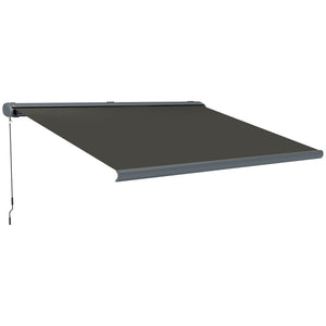 4 x 3(m) Full Cassette Electric Awning with Remote Controller, Aluminium Frame DIY Retractable Garden Awning, UPF50+ Sun Shade Canopy for Deck Door Window, Dark Grey