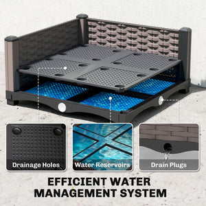 Raised Garden Bed with Trellis, Self Watering Plastic Planter Box with Drainage Holes, Drain Plugs and Water Reservoirs for Climbing Plants, Vegetables, Flowers, 40 x 40 x 179 cm, Black