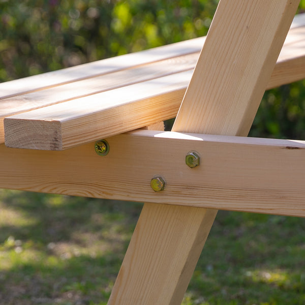Picnic Table Set, Wood Camping Table and Bench Set with Umbrella Hole for Outdoor, Garden, Patio, Backyard, Natural