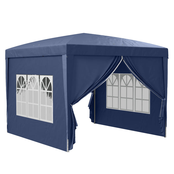 10'x10' Outdoor Pop Up Party Tent Gazebo Canopy with Carrying Bag (Blue)