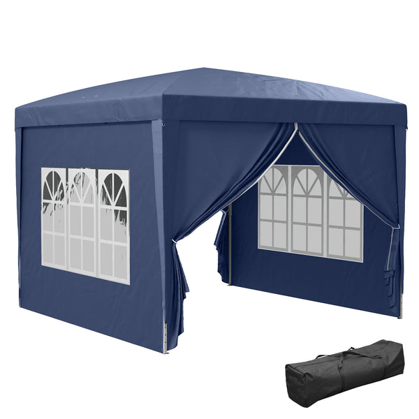 10'x10' Outdoor Pop Up Party Tent Gazebo Canopy with Carrying Bag (Blue)