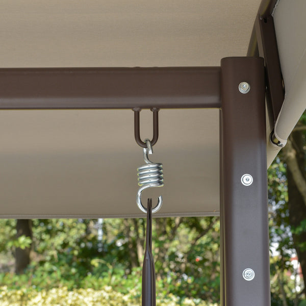 3 Seater Porch Swing Heavy Duty Outdoor Swing Chair Outdoor Lounge Hammock Cushioned Seat w/ Tilt Canopy, Light Grey
