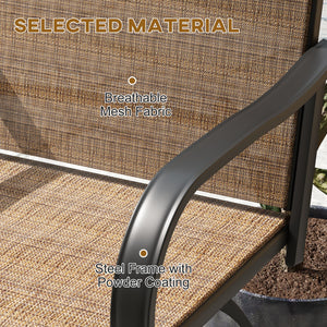 Outsunny Outdoor Bar Stools with Armrests, Set of 2 360° Swivel Bar Height Patio Chairs with High-Density Mesh Fabric, Steel Frame Dining Chairs for Balcony, Poolside, Backyard, Brown