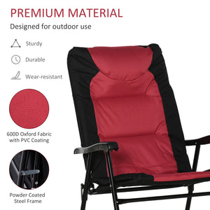 2pc Patio Foldable Rocking Chair Set w/ Soft Padded Seat, Backrest, and Headrest for park, backyard, garden, Red