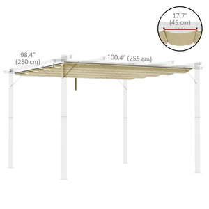 Retractable Replacement Pergola Canopy for 10' x 10' Pergola, Pergola Cover Replacement, Beige