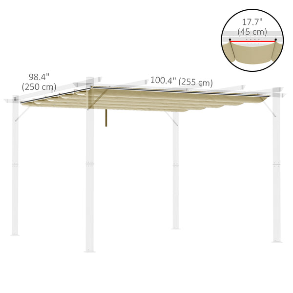 Retractable Replacement Pergola Canopy for 10' x 10' Pergola, Pergola Cover Replacement, Beige