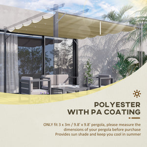 Retractable Replacement Pergola Canopy for 10' x 10' Pergola, Pergola Cover Replacement, Beige