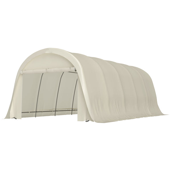 12' x 23.6' Heavy Duty Carport, Portable Garage Car Canopy Tent with UPF50+ Sun Protection, Galvanized Frame, Large Roll-Up Door for Cars, Trucks, Boats, Motorcycle, Bike, Beige