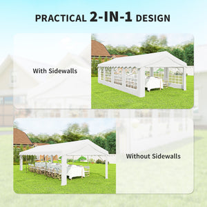13'x26' Heavy Duty Large Party Tent & Carport with Removable Sidewalls, Windows, Portable Garage Canopy Tent, Sun Shade Shelter for Parties Wedding Outdoor Events, White