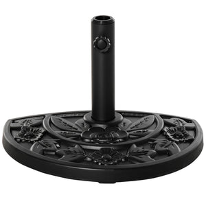 Outdoor Half Umbrella Base, 20 lb Heavy Duty Concrete Umbrella Holder, Patio Half Round Base Stand for Market Umbrella, Black