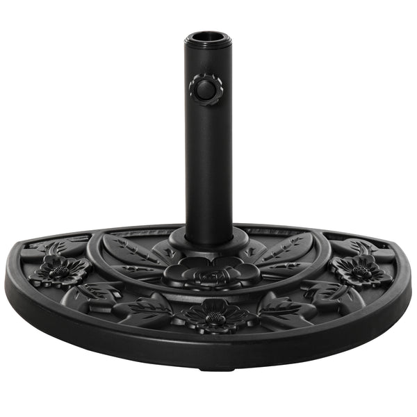 Outdoor Half Umbrella Base, 20 lb Heavy Duty Concrete Umbrella Holder, Patio Half Round Base Stand for Market Umbrella, Black