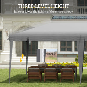 Outsunny 10' x 20' Pop Up Canopy Tent, Upgraded Heavy Duty Tents for Parties, Outdoor Instant Gazebo Sun Shade Shelter with Carry Bag, for Catering, Events, Wedding, Backyard BBQ, Gray