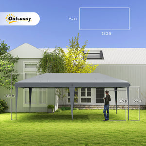 Outsunny 10' x 20' Pop Up Canopy Tent, Upgraded Heavy Duty Tents for Parties, Outdoor Instant Gazebo Sun Shade Shelter with Carry Bag, for Catering, Events, Wedding, Backyard BBQ, Gray