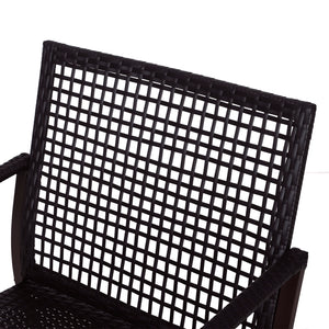 Rattan Bistro Set, 3 Pieces Wicker Garden Furniture Set with Rocking Chairs and Round Glass Top Coffee Table, Small Balcony Furniture with Cushions for Outdoor, Porch, Brown