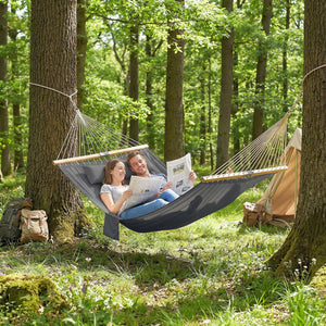 Double Hammock 2-Person with Pillow and Pad, Extra Large 200 x 140 cm, Load Capacity 200 kg, Swing Bed for Patio Porch Garden Lounging Outdoor and Indoor Grey