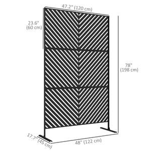 Metal Outdoor Privacy Screen, Decorative Outdoor Divider with Stand and Expansion Screws, Freestanding Privacy Panel for Garden, Backyard, Deck, Triangle Style, Black