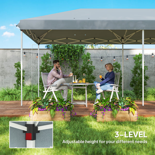 3 x 6m Pop Up Gazebo, Outdoor Canopy Shelter, Marquee Party Wedding Tent with 6 Mesh Walls and Carry Bag, Grey
