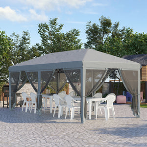3 x 6m Pop Up Gazebo, Outdoor Canopy Shelter, Marquee Party Wedding Tent with 6 Mesh Walls and Carry Bag, Grey