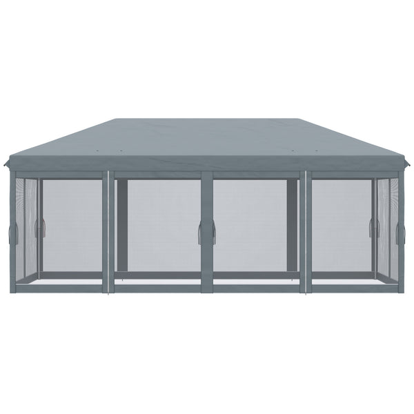 Outsunny 10' x 20' Pop Up Canopy Tent with Netting, Heavy Duty Instant Sun Shelter, Large Tents for Parties with Carry Bag for Outdoor, Garden, Patio, Gray