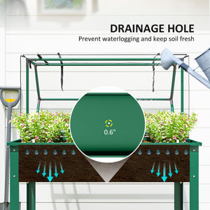Raised Garden Bed with Greenhouse Cover, Elevated Planter Box with Legs and Drainage Hole for Vegetables Flowers Herbs, 39.4" x 18.9" x 48.8", Green