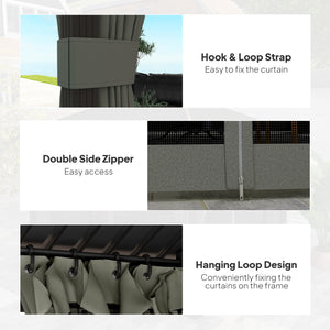 10' x 12' Hardtop Gazebo Canopy with Galvanized Steel Roof, Aluminum Frame, Permanent Pavilion Outdoor Gazebo with Netting, Curtains, Top Hook, Dark Grey
