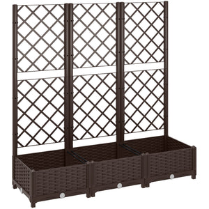 Raised Garden Bed with Trellis, Plastic Outdoor Planter Box with Drainage Holes and Drain Plugs, Raised Flower Bed for Patio, Backyard, Balcony, 47" x 16" x 48"