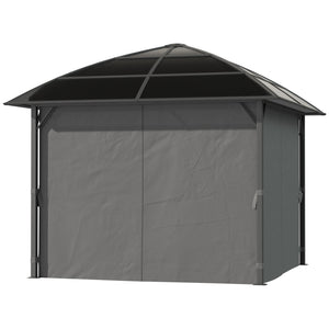 10' x 10' Outdoor Gazebo Canopy, Hardtop Gazebo with UV60+ Polycarbonate Roof, Steel Frame, Central Hook, and Curtains, for Garden, Lawn, Backyard, Deck, Dark Grey