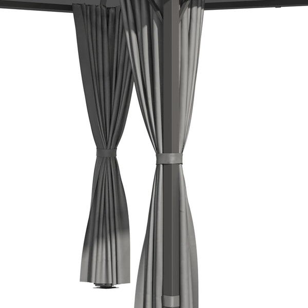 10' x 10' Outdoor Gazebo Canopy, Hardtop Gazebo with UV60+ Polycarbonate Roof, Steel Frame, Central Hook, and Curtains, for Garden, Lawn, Backyard, Deck, Dark Grey