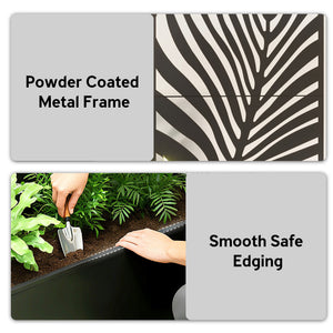Metal Planter Box with Trellis, 71" Tall Raised Garden Bed with Trellis Privacy Screen for Climbing Plants, Large Leaf Cut-Out Privacy Planter for Garden, Patio, Balcony