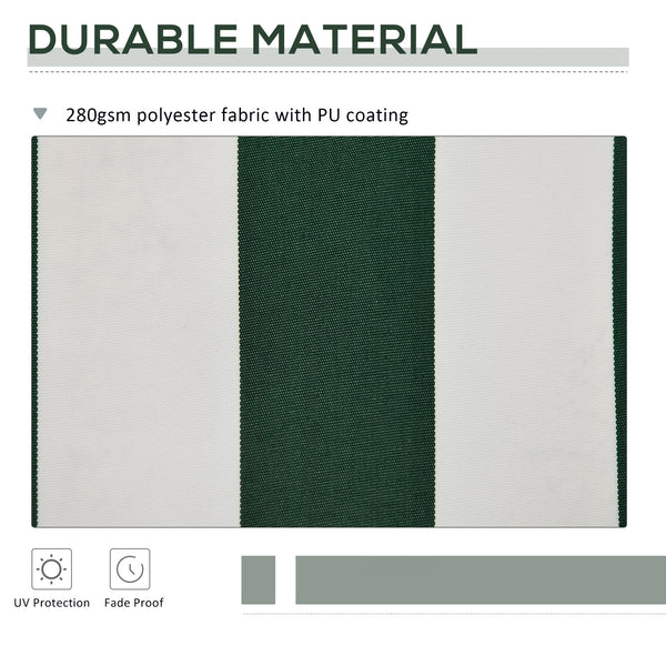 10' x 8' Retractable Awning Fabric Replacement Outdoor Sunshade Canopy Awning Cover, UV Protection, Green and White