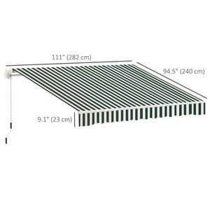 10' x 8' Retractable Awning Fabric Replacement Outdoor Sunshade Canopy Awning Cover, UV Protection, Green and White