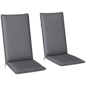 Patio Chair Cushions Set of 2 with Ties and Adjustable Band, UPF50+ Fade Resistant Yarn-Dyed Polyester Outdoor Seat Cushions, High Back Patio Replacement Pads, Dark Grey