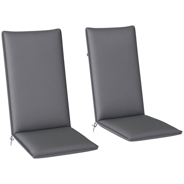 Patio Chair Cushions Set of 2 with Ties and Adjustable Band, UPF50+ Fade Resistant Yarn-Dyed Polyester Outdoor Seat Cushions, High Back Patio Replacement Pads, Dark Grey