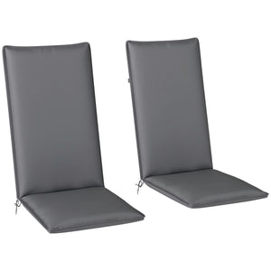 Patio Chair Cushions Set of 2 with Ties and Adjustable Band, UPF50+ Fade Resistant Yarn-Dyed Polyester Outdoor Seat Cushions, High Back Patio Replacement Pads, Dark Grey