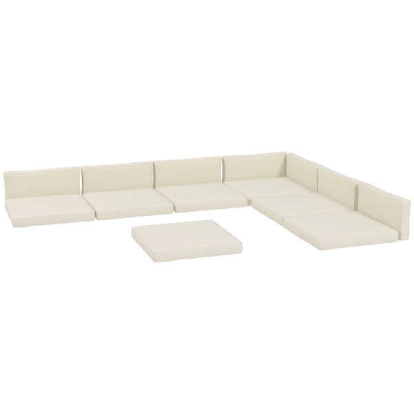 Replacement Cushions for Rattan Furniture, 14 Piece Outdoor Seat Cushion Pad for Patio Conversation Set, 7 Seat Cushions and 7 Back Cushions, Cream White