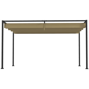 3 x 2m Metal Outdoor Pergola with Retractable Roof, Outdoor Gazebo Canopy Shelter with Drainage Holes for Garden, Patio, Lawn, Khaki