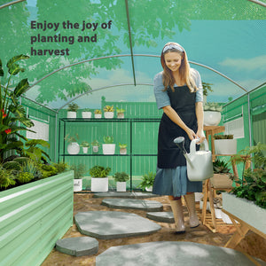 4 x 3 x 2m Polytunnel Greenhouse with 3 Roll-up Doors and Mesh Windows, Walk-in Garden Tunnel Warm House Tent with UV-resistant PE Cover and Galvanised Steel Frame, Green