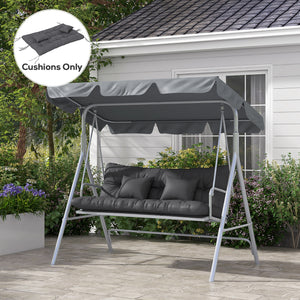 Outdoor Seat Cushions Back Cushion with 2 Pillows, Water Repellent Seat Pads for 3-Seater Chair, Swing, Sofa, CUSHIONS ONLY, NO SWING, Charcoal Grey