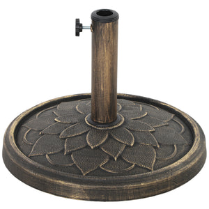 12kg Resin Garden Parasol Base, Round Umbrella Base, Heavy Duty Sun Umbrella Base for 32, 38, 48 mm Umbrella Poles for Deck Poolside, Bronze Tone