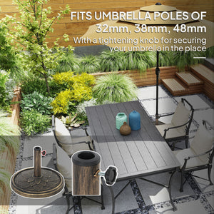 12kg Resin Garden Parasol Base, Round Umbrella Base, Heavy Duty Sun Umbrella Base for 32, 38, 48 mm Umbrella Poles for Deck Poolside, Bronze Tone