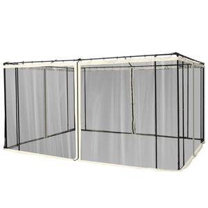 Replacement Mosquito Netting for Gazebo 10' x 13' Black Screen Walls for Canopy with Zippers for Parties and Outdoor Activities, Cream White
