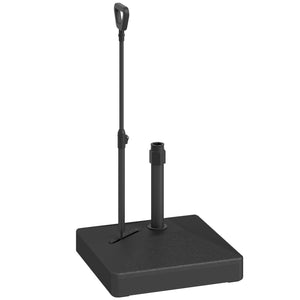 Garden Parasol Base with Adjustable Wheels and Handle, Garden Sun Umbrella Base Parasol Stand, Filled Up to 55kg with Stand, 45kg with Water for 35, 38, 48 mm Poles, Black