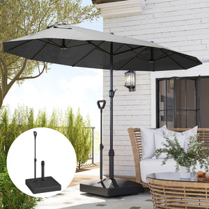 Garden Parasol Base with Adjustable Wheels and Handle, Garden Sun Umbrella Base Parasol Stand, Filled Up to 55kg with Stand, 45kg with Water for 35, 38, 48 mm Poles, Black