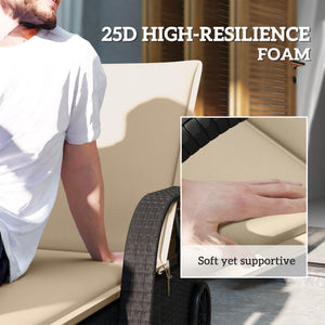 Outdoor Lounge Chair Cushion Set of 2, UPF50+ 200gsm Fabric and 25D High-Density Foam, Foldable Patio Chaise Lounge Cushion Set, Fade Resistant for Lawn Pool, 76" x 23", Beige