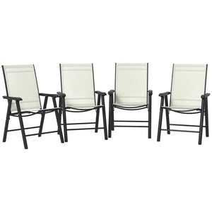 4-Piece Folding Dining Chair Set for Relaxing on Patio, Balcony, or Garden, Comfortable Outdoor Furniture with Armrests, Beige