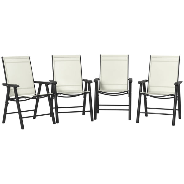 4-Piece Folding Dining Chair Set for Relaxing on Patio, Balcony, or Garden, Comfortable Outdoor Furniture with Armrests, Beige