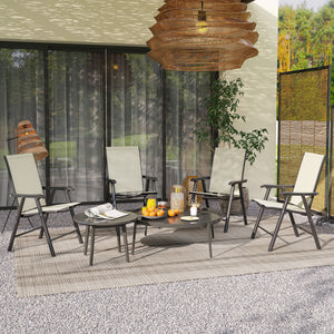 4-Piece Folding Dining Chair Set for Relaxing on Patio, Balcony, or Garden, Comfortable Outdoor Furniture with Armrests, Beige