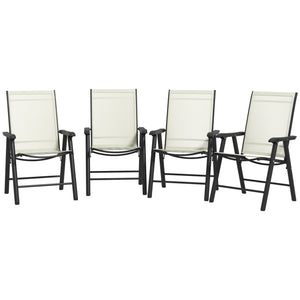 4-Piece Folding Dining Chair Set for Relaxing on Patio, Balcony, or Garden, Comfortable Outdoor Furniture with Armrests, Beige