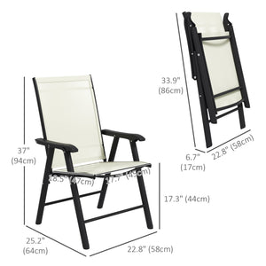 4-Piece Folding Dining Chair Set for Relaxing on Patio, Balcony, or Garden, Comfortable Outdoor Furniture with Armrests, Beige